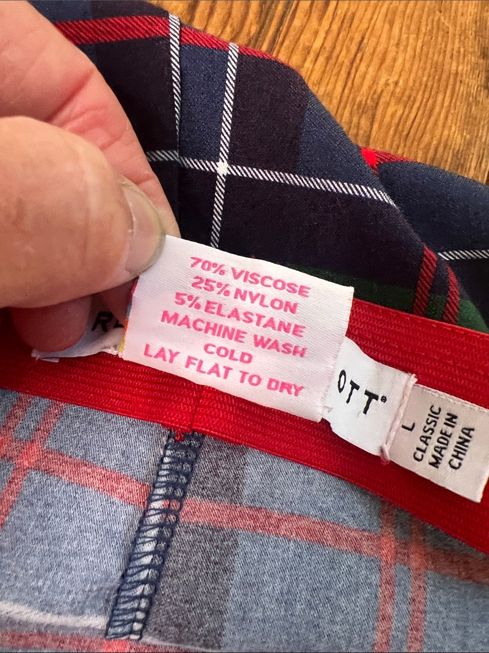 Gretchen Scott Designs Plaid Pants Trousers Navy Red Green size large EUC - Picture 7 of 11